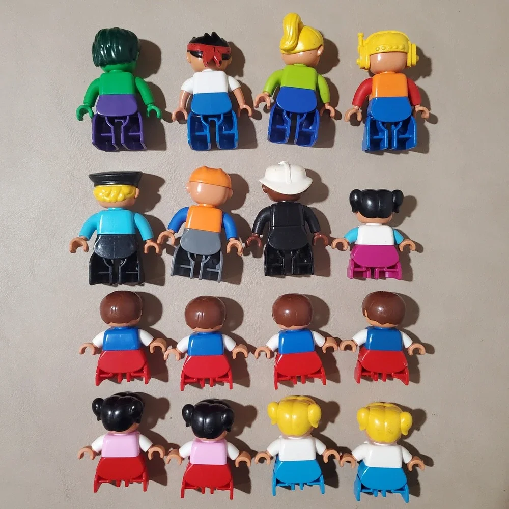 LEGO Duplo Minifigure Lot 16pc Hulk Jake Pirate Police Construction Town Kids